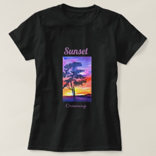 Camiseta Sunset Dreaming paisaje acuarela arte