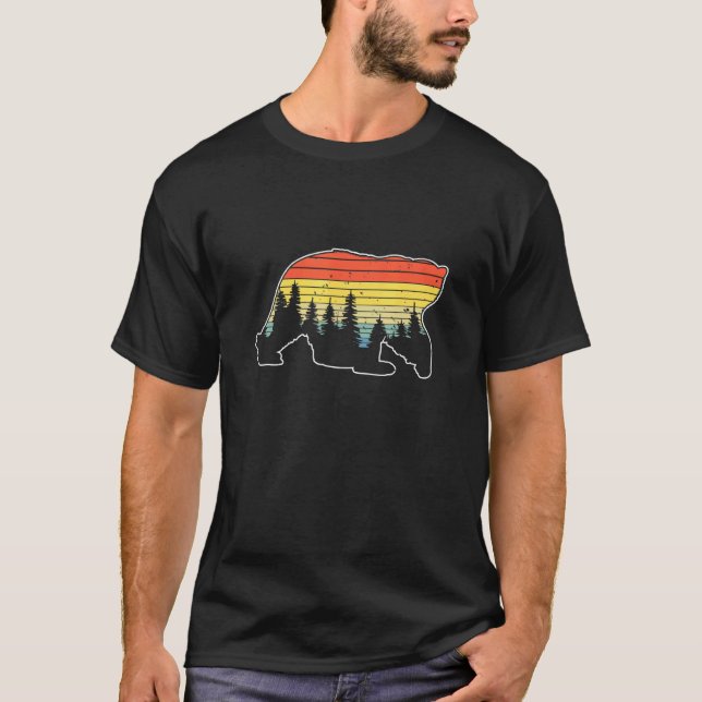 Camiseta Sunset Forest Nature Bear Silhouette Of A Bear In  (Anverso)