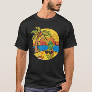 Camiseta Sunset Funny Pineapple Palm Trees Gafas de sol Tro