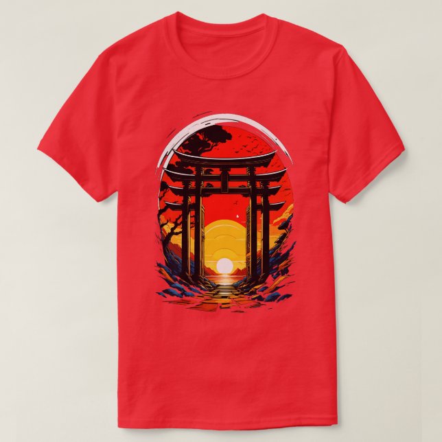 Camiseta Sunset Gate Arte Torii Japonés (Diseño del anverso)