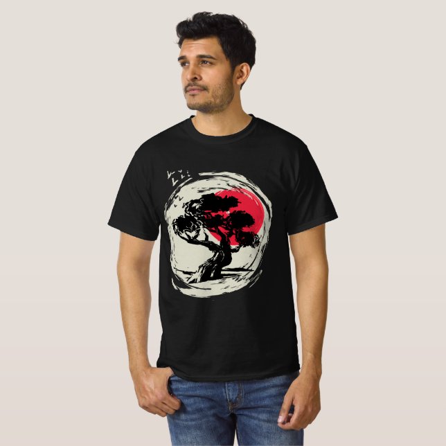 Camiseta Sunset japonés de arte Bonsai (Anverso completo)