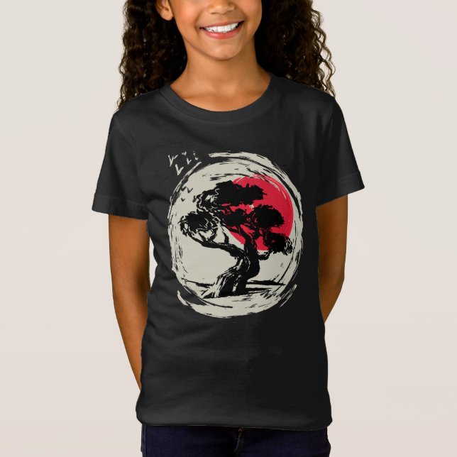 Camiseta Sunset japonés de arte Bonsai (Anverso)