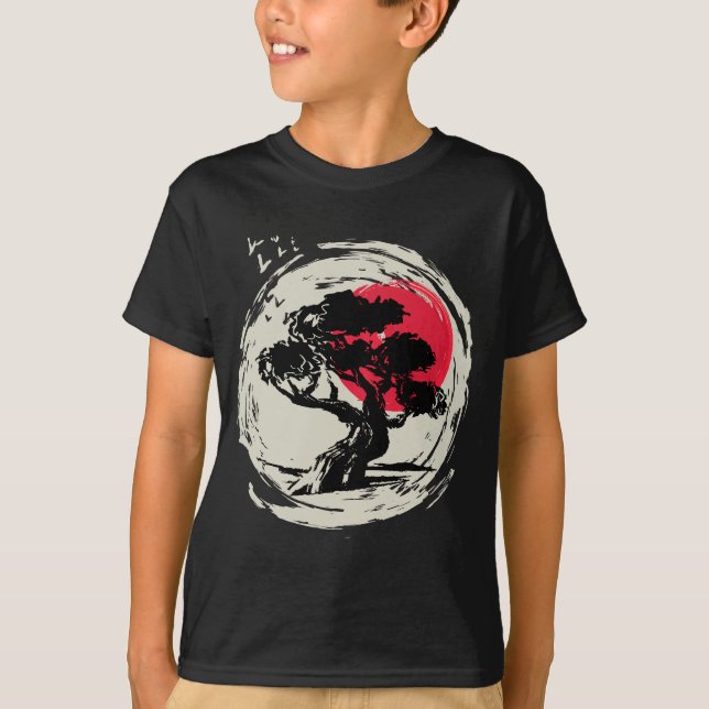 Camiseta Sunset japonés de arte Bonsai (Anverso)