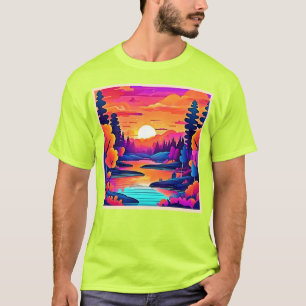 Camiseta Sunset Lake Fantasy Art
