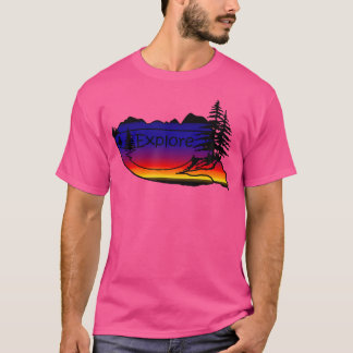 Camiseta Sunset Mountain Shirt Explora Senderismo Tshir al 