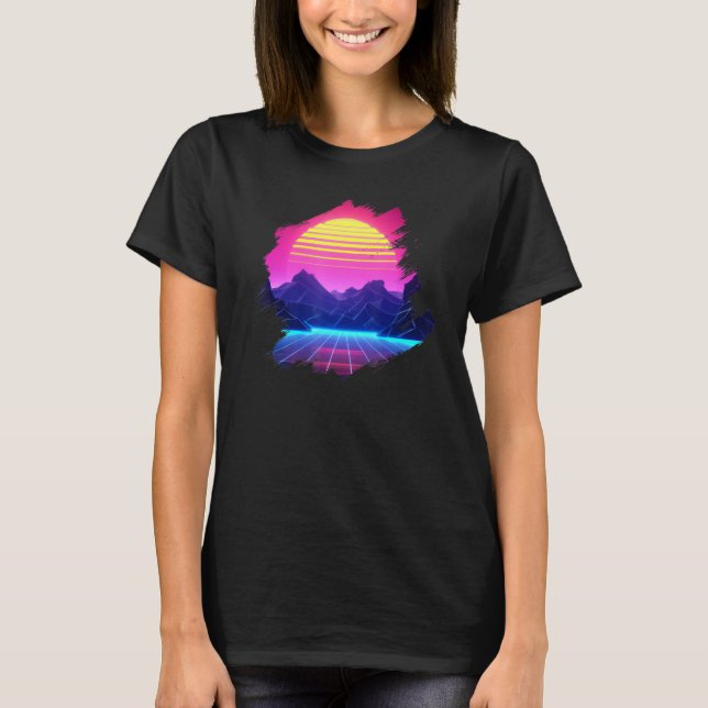 Camiseta Sunset paisajístico de ondas sintéticas sobre cañó (Anverso)