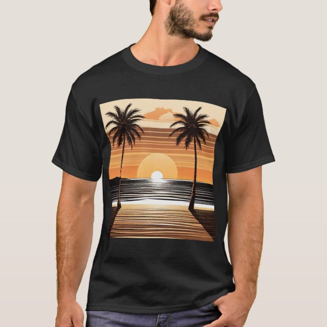Camiseta Sunset Palm Beach Tee - Tropical Twilight Design (Anverso)