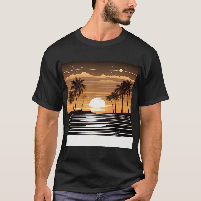 Camiseta Sunset Palm Beach Tee - Tropical Twilight Design (Anverso)