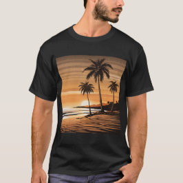 Camiseta Sunset Palm Beach Tee - Tropical Twilight Design