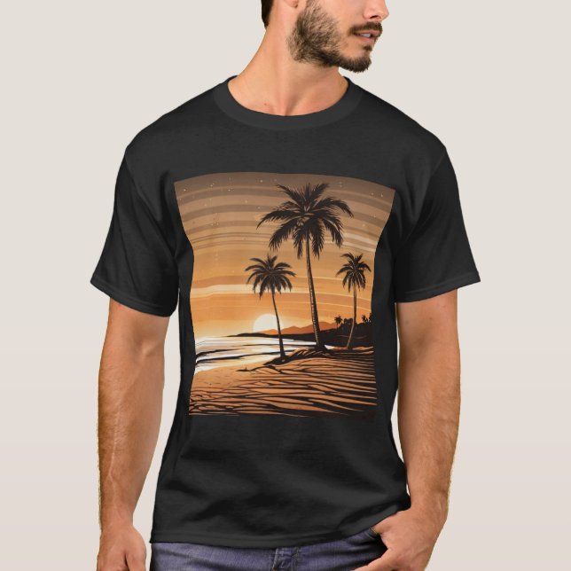 Camiseta Sunset Palm Beach Tee - Tropical Twilight Design (Anverso)