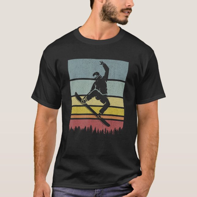 Camiseta Sunset retro de snowboard vintage (Anverso)