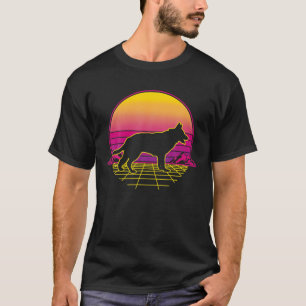 Camiseta Sunset retro vintage del perro pastor alemán