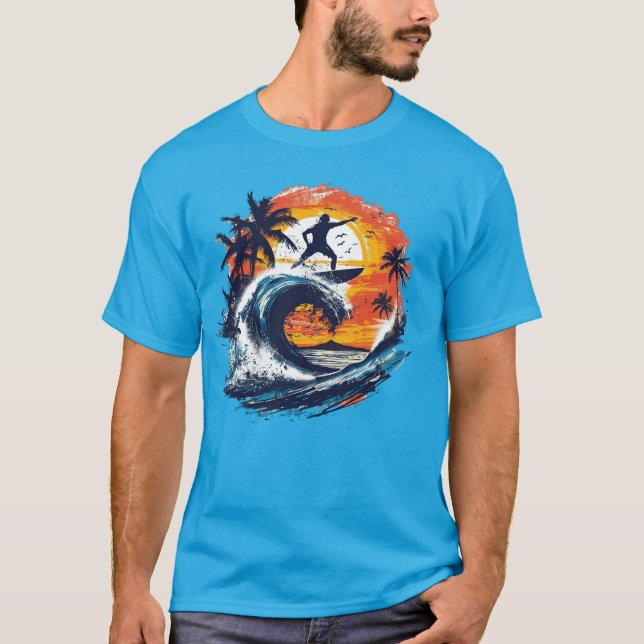 Camiseta Sunset Surf Wave Graphic T-Shirt (Anverso)