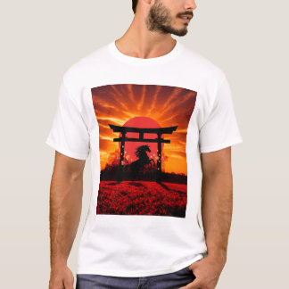 Camiseta Sunset Torii & Horse – Japanese Landscape Art T-sh
