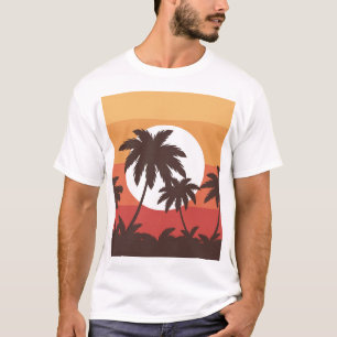 Camiseta Sunset Tropical Palm Beach Vintage