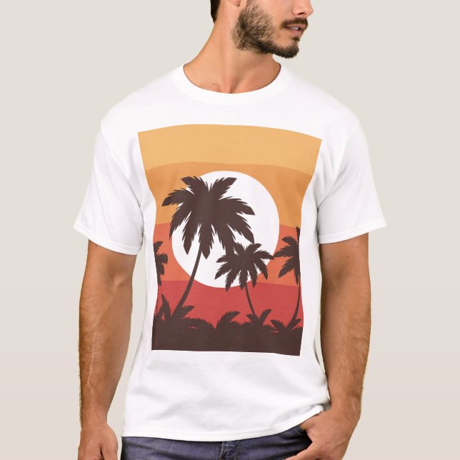 Camiseta Sunset Tropical Palm Beach Vintage (Anverso)