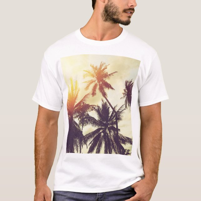 Camiseta Sunset tropical: Palm Silhouette Vintage (Anverso)