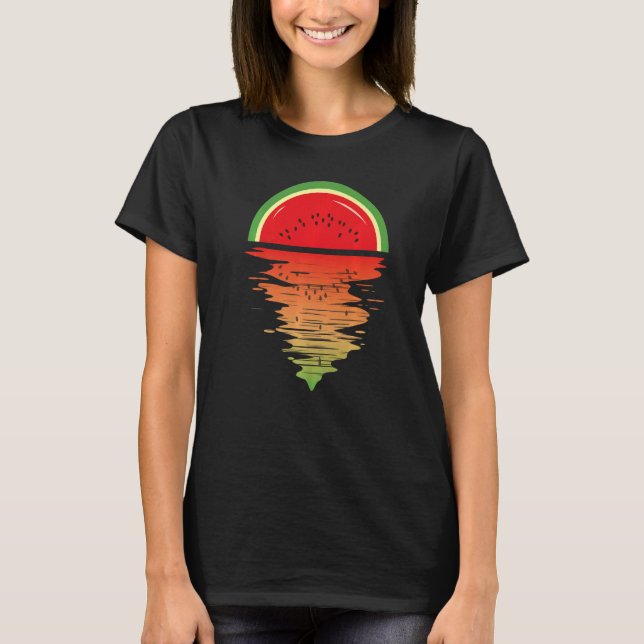 Camiseta Sunset Watermelon Vaporwave Fruit Slice Seda (Anverso)
