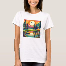 Camiseta Sunset y árboles de golf de disco retro