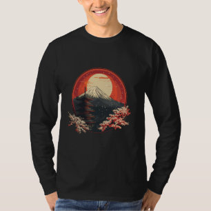 Camiseta Sunset Y Mountain Asian Temple Sakura Cherry Blo
