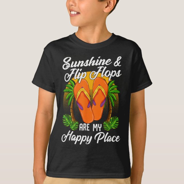 Camiseta Sunshine &amp; Flip Flops Summer Vacation Beach Ho (Anverso)