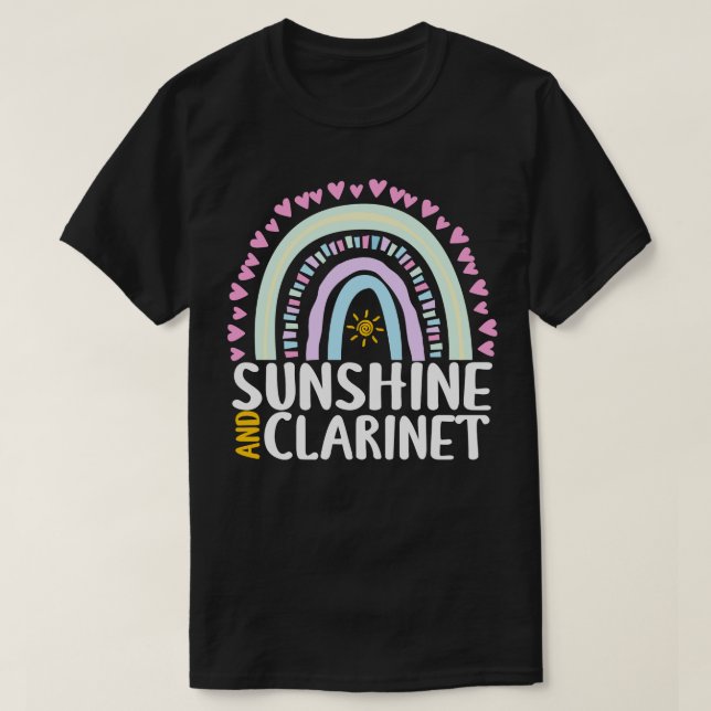 Camiseta Sunshine and Clarinet Cute Rainbow Gift para las m (Diseño del anverso)