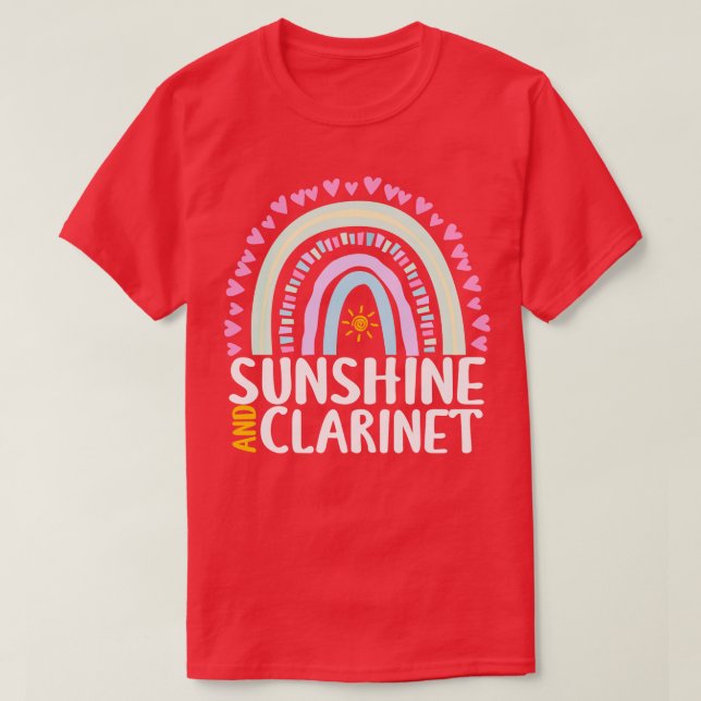 Camiseta Sunshine and Clarinet Cute Rainbow Gift para las m (Diseño del anverso)