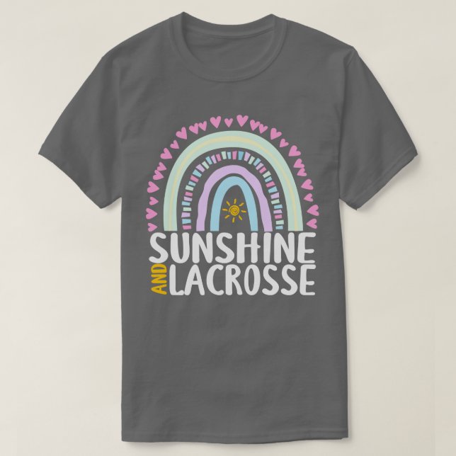Camiseta Sunshine and Lacrosse Cute Rainbow Gift para las m (Diseño del anverso)