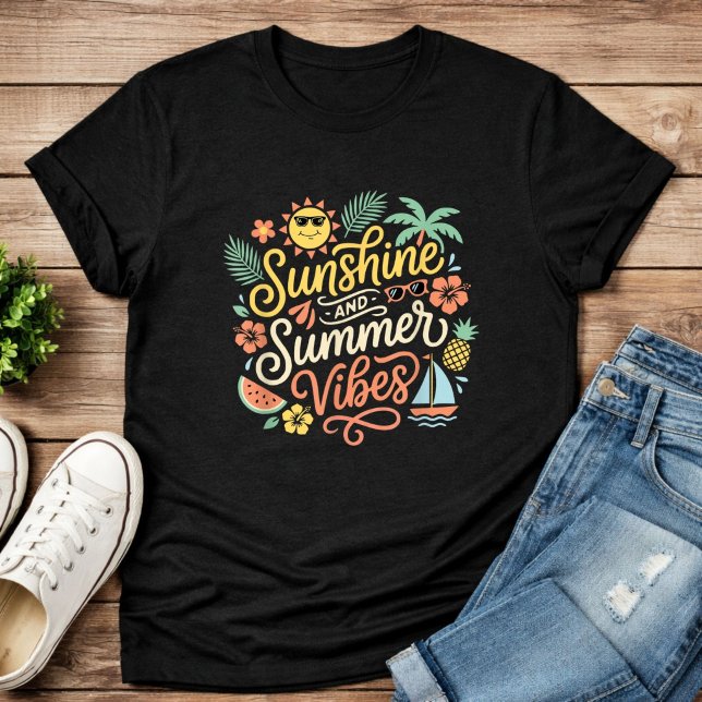Camiseta Sunshine and Summer Vibes Cute Tropical Beach (Subido por el creador)