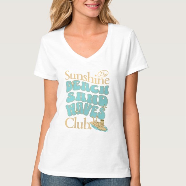 Camiseta Sunshine Club, Beach, Sand y Waves Summer (Anverso)