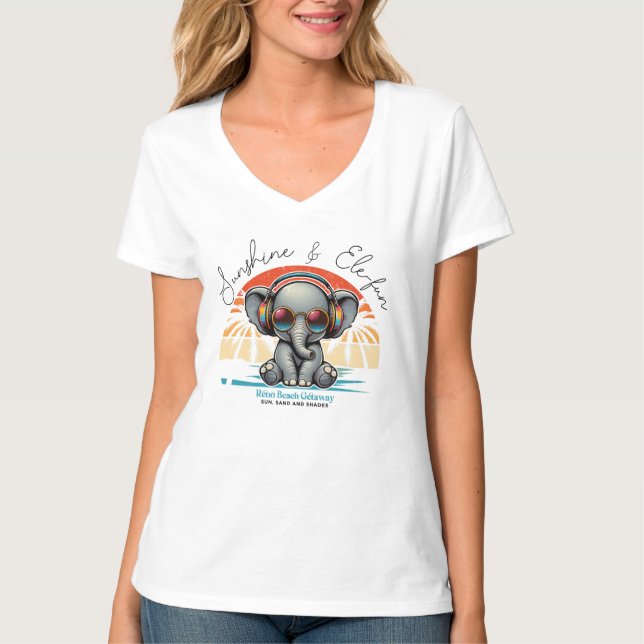Camiseta Sunshine de primavera y Ele-fun Retro Beach Getawa (Anverso)