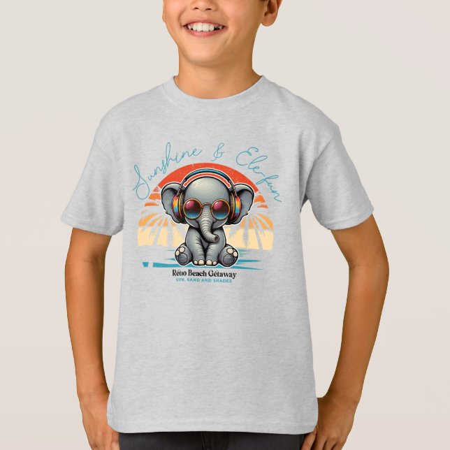 Camiseta Sunshine de primavera y Ele-fun Retro Beach Getawa (Anverso)