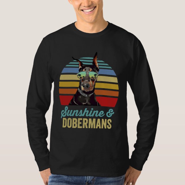 Camiseta Sunshine Dobermans Dog Retro Sunset (Anverso)
