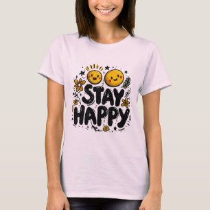 Camiseta Sunshine Doodle Stay Happy - Muy Positivo