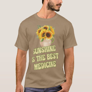 Camiseta Sunshine Es La Mejor Medicina Del Flo De Girasol A