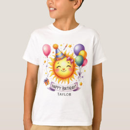 Camiseta Sunshine Happy Birthday Custom Name Boy T-Shirt