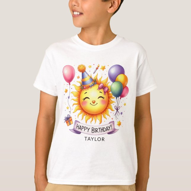 Camiseta Sunshine Happy Birthday Custom Name Boy T-Shirt (Anverso)