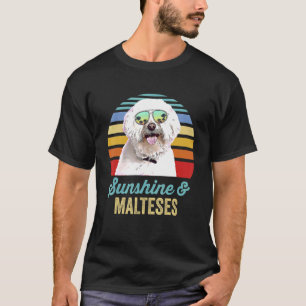 Camiseta Sunshine Malteses Dog Retro Sunset Beach Vibe