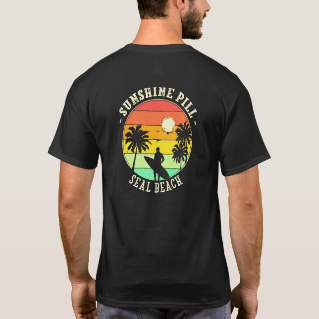 Camiseta Sunshine Pill Seal Beach Summer California Tropica (Reverso)