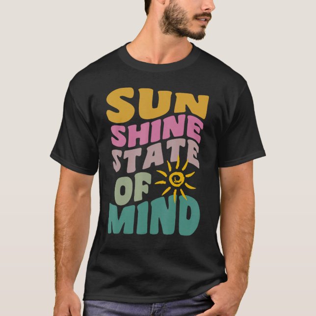 Camiseta Sunshine State Of Mind Retro Summer Groovy Florida (Anverso)