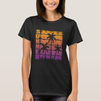 Camiseta Sunshine Summer Vibes Palm Trees Beach Retro Tropi