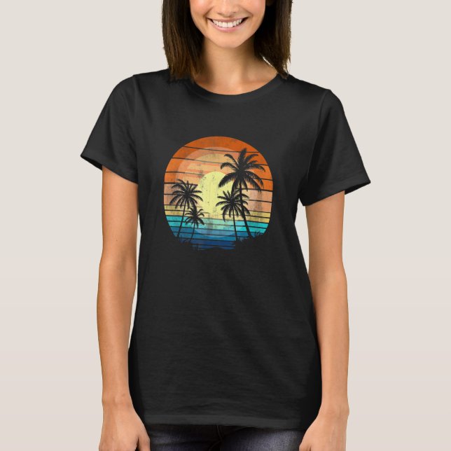 Camiseta Sunshine Summer Vibes Palm Trees Beach Retro Tropi (Anverso)