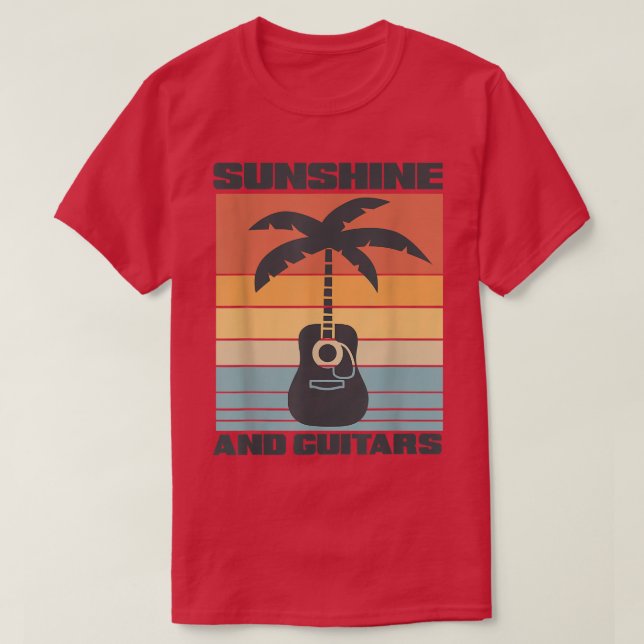 Camiseta Sunshine y guitarras guitarra retro acústica palma (Diseño del anverso)