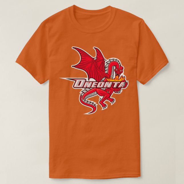 Camiseta SUNY Oneonta dragones rojos (Diseño del anverso)