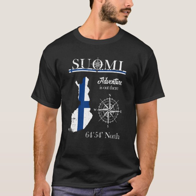 Camiseta Suomi Finland Adventure Is Out There Finnish Flag (Anverso)