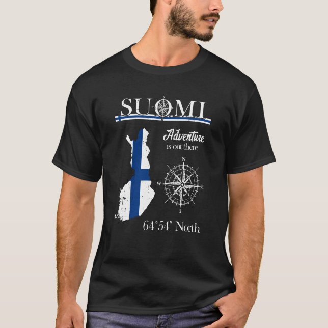 Camiseta Suomi Finlandia Adventure Está Allá La Bandera Fin (Anverso)