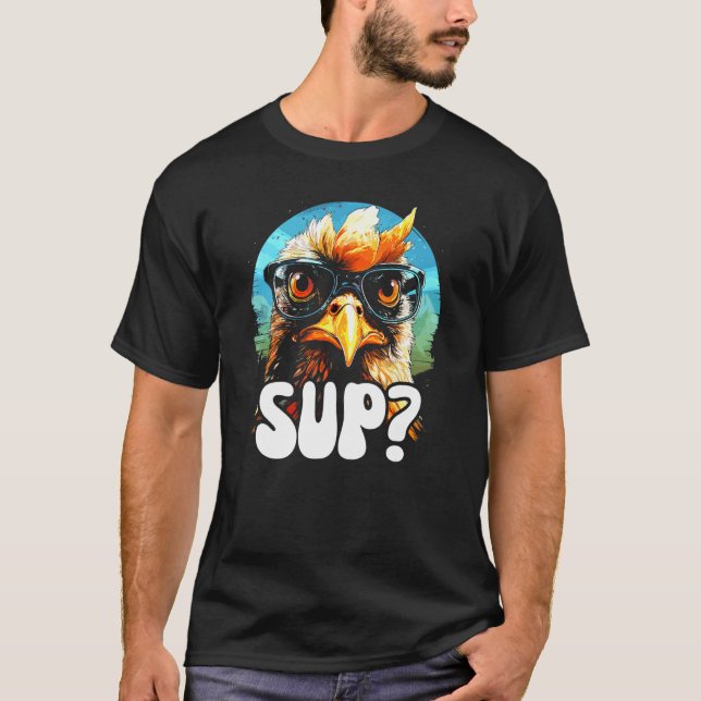 Camiseta SUP de pollo Cool Rooster con gafas de so (Anverso)