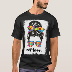 Camiseta Sup Mamá de Autismo Rubio Pelo Desordenado Apoyo a