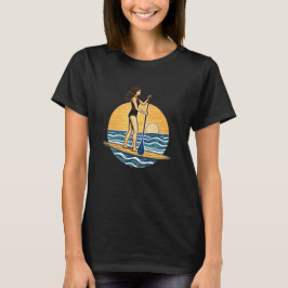 Camiseta SUP Paddle al Atardecer | Gráfico de Playa en Padd