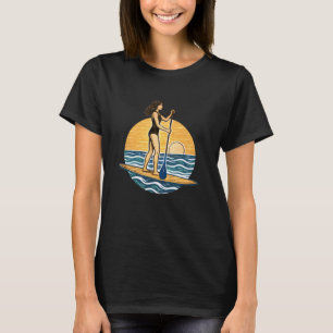 Camiseta SUP Paddle al Atardecer Gráfico de Playa en Padd